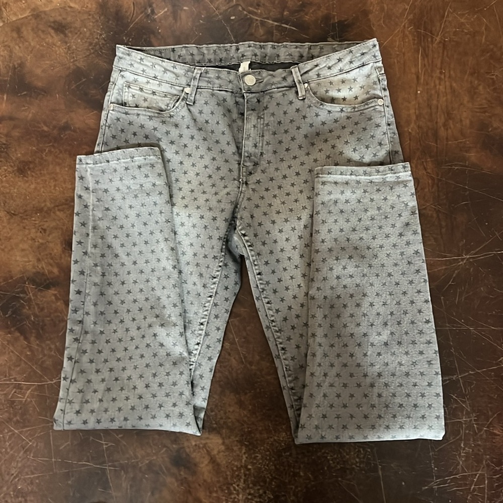 Women’s Gray with Black Stars Skinny Denim Jeans by MNG Jeans size 10 - Picture 2 of 4